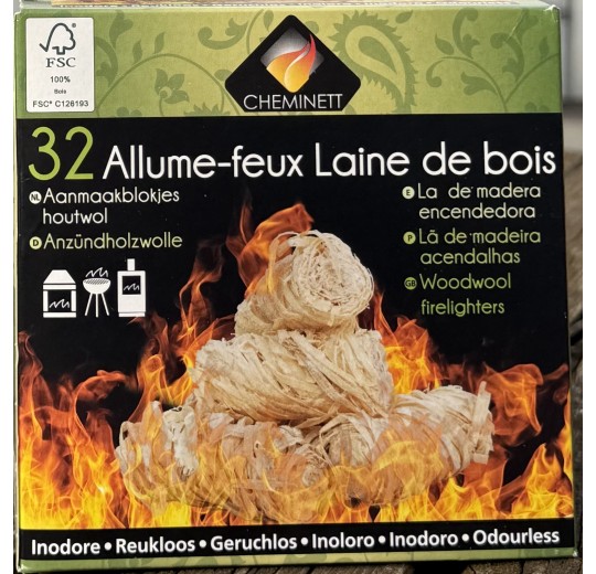 Allume feux en laine de bois